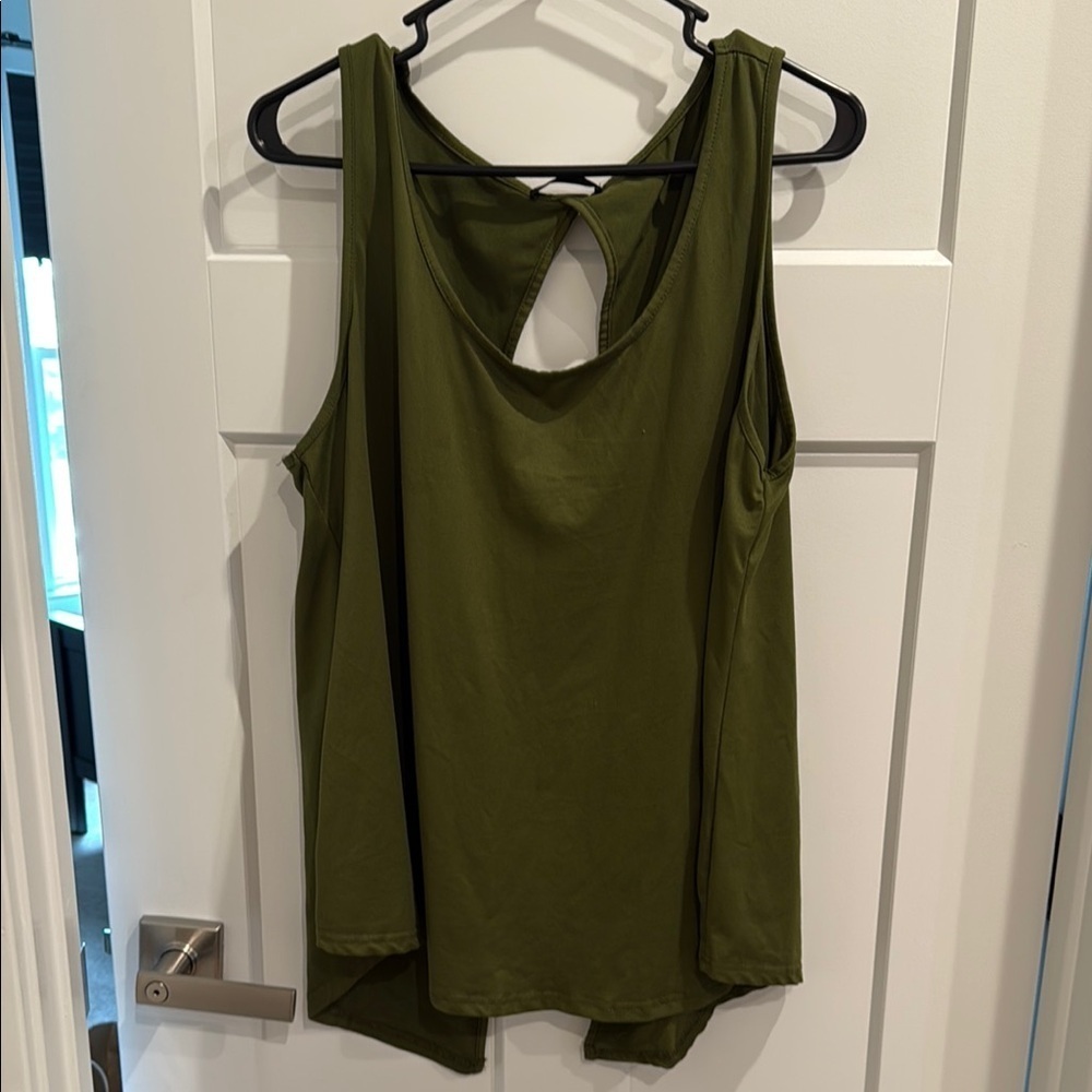 Green Asymmetrical Cut Out Tank Top